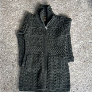 Women's Cable Knit Sweater Coat - Green